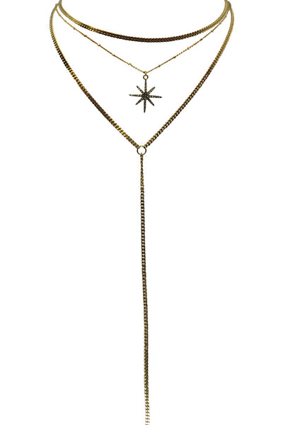 Gold Chain with Silver Beads / Starburst Charm