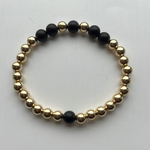 Gold Filled & Onyx Stretch Bracelet