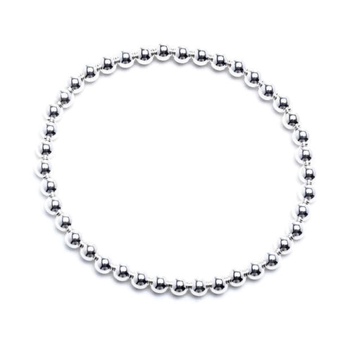 5mm Sterling Silver Beaded Stretch Bracelet