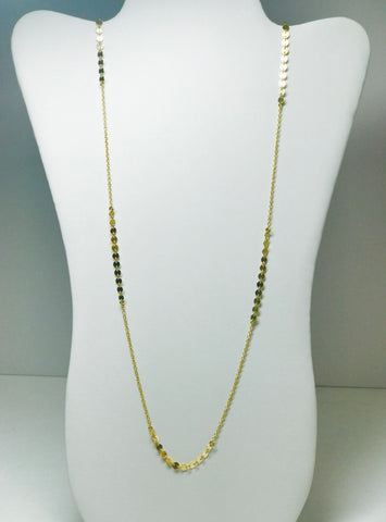 Gold Disk and Chain Layering Necklace 30"